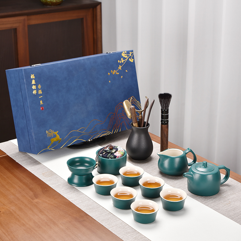 鹏翼16头粗陶茶具大套装