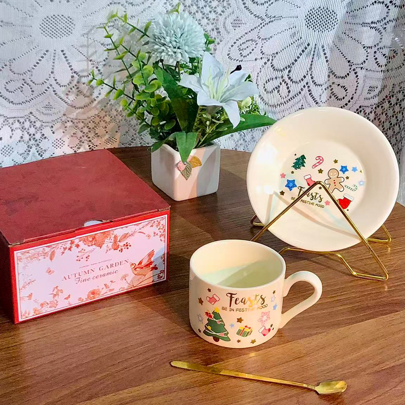 锦知兴-圣诞节限定萌趣咖啡杯碟套装