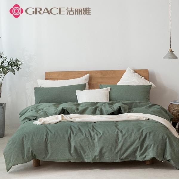 洁丽雅（Grace)官绿.全棉色织水洗棉四件套
