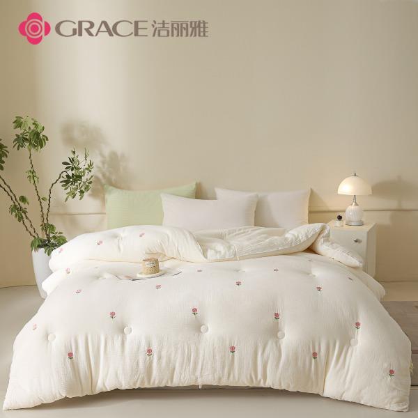 洁丽雅（Grace)郁金香.全棉刺绣大豆四季被