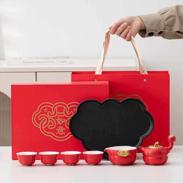 瓷语花香开门红柿柿如意功夫茶具套组