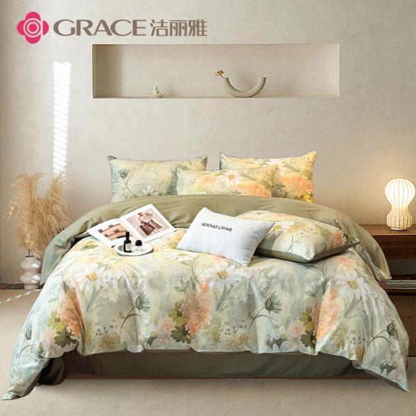 洁丽雅（Grace)朝花夕拾.40支精梳棉数码印花四件套