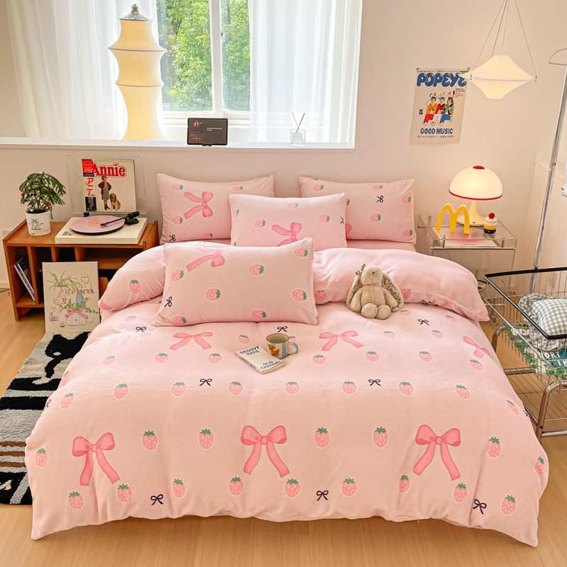 花花公子-家纺-新款高克重牛奶绒四件套冬季绒三件套