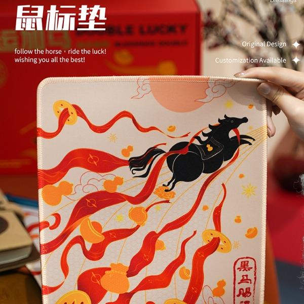 贪吃猫文创2026马年鼠标垫新年创意桌面护腕垫子