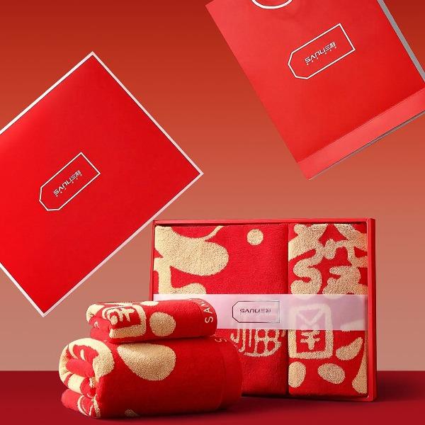 三利马上发财毛巾浴巾新春礼盒