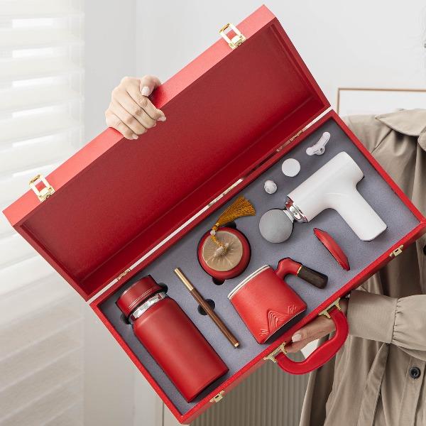 瓷语花香陶瓷办公杯保温杯筋膜枪套装