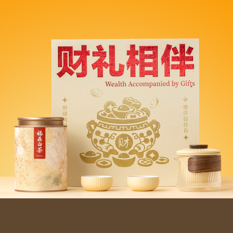 茶汀财礼相伴福鼎白茶陶瓷茶具套装