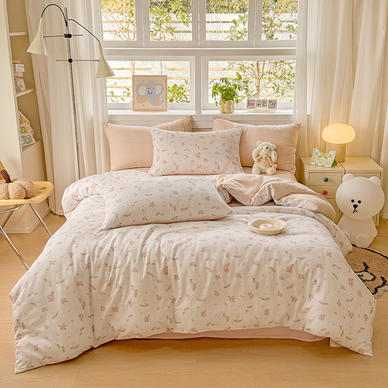 百丽安娜双层纱轻氧全棉数码印花四件套-初心