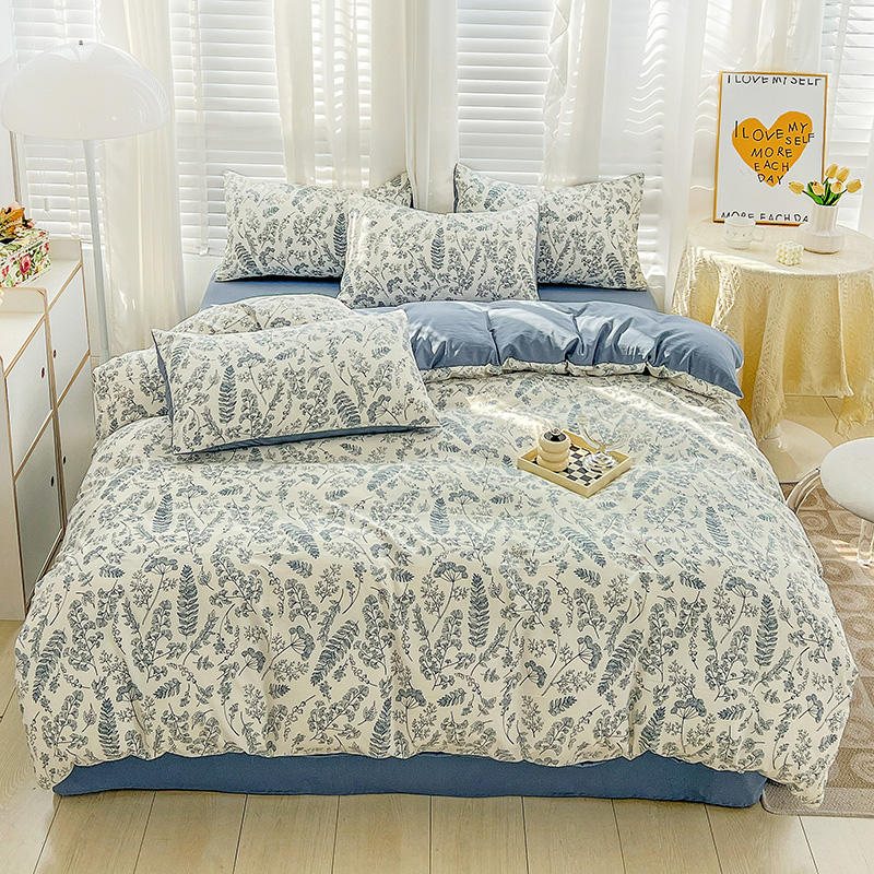 蕊丝坊家纺水洗棉麻床单四件套