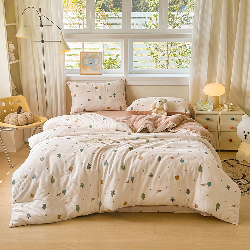 百丽安娜双层纱轻氧全棉数码印花四件套-梦幻