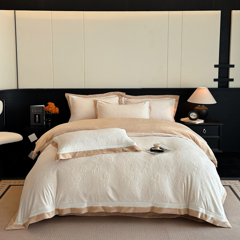 百丽安娜牛奶绒全消光工艺轻奢四件套-卡其