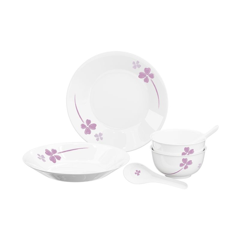 米技生活玻璃餐具套装紫色幸运草系列（六件套）