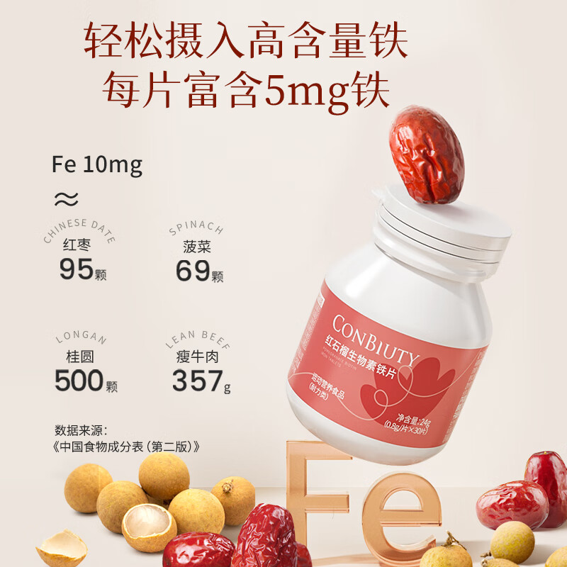 康恩贝CONBIUTY红石榴生物素铁片