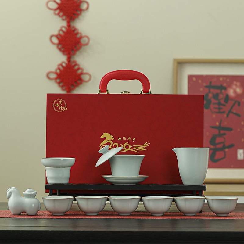 瓷伽什财运亨通汝窑茶具套组