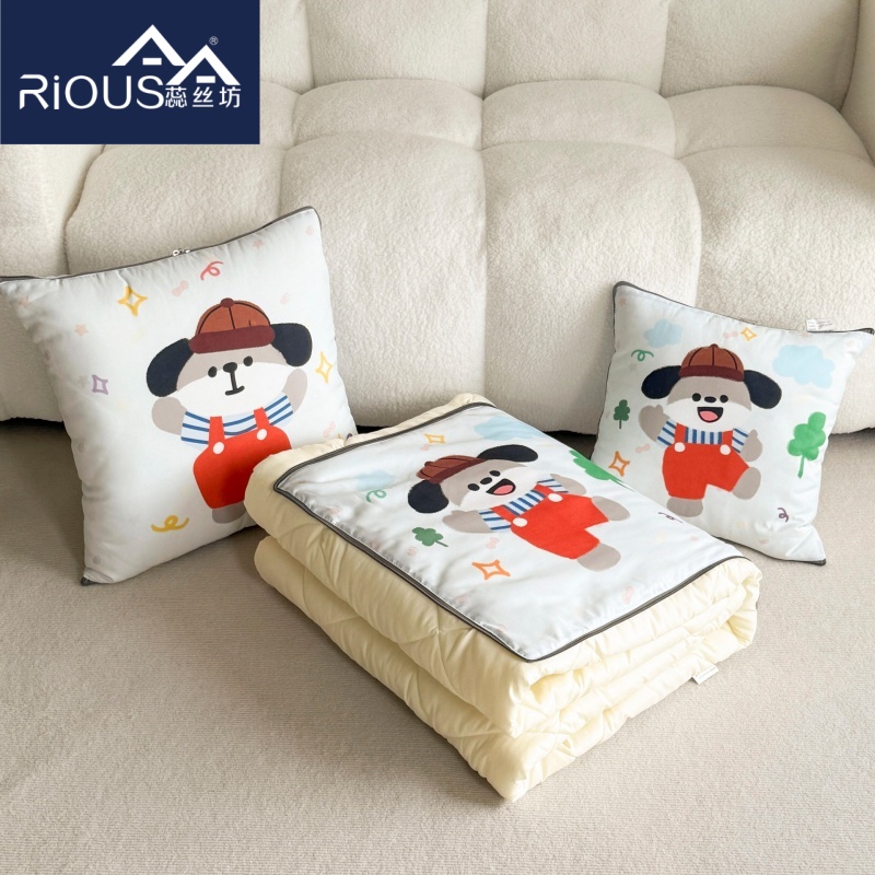 蕊丝坊家纺新款3D印花亲肤棉抱枕被