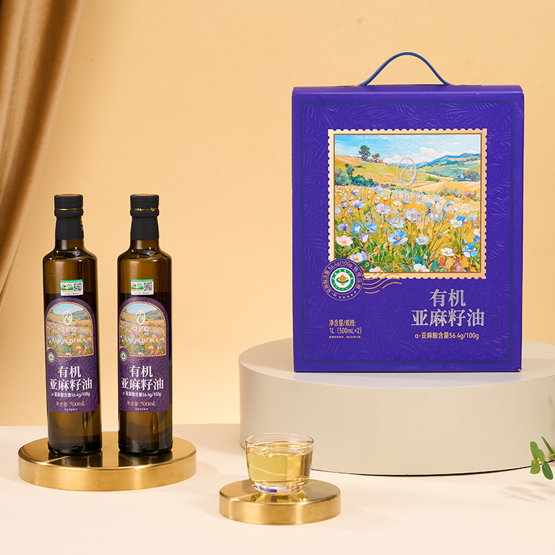 艾贝拉有机冷榨亚麻籽油礼盒500ml*2