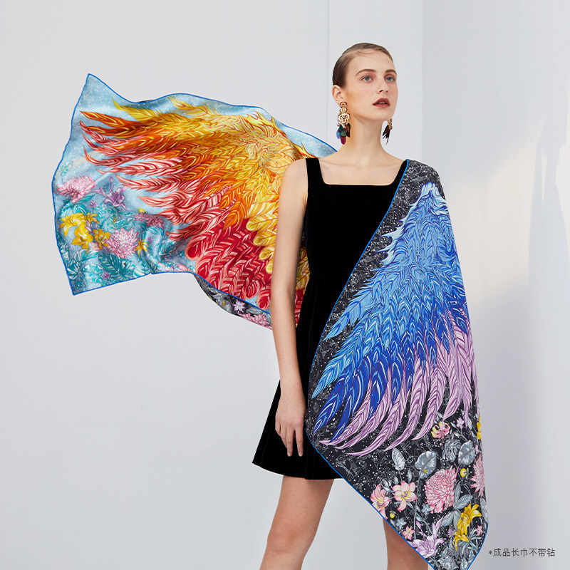 aurora系列星梦之翼（镶钻）双面异色原创大披肩真丝礼盒