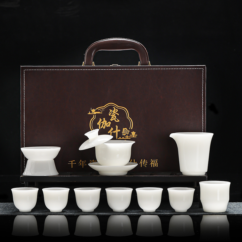 瓷伽什冰华玉润璞玉茶具套组