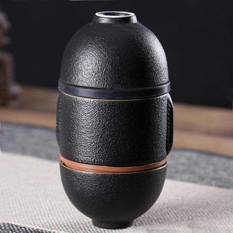 鹏翼黑珍珠釉旅行茶具套装