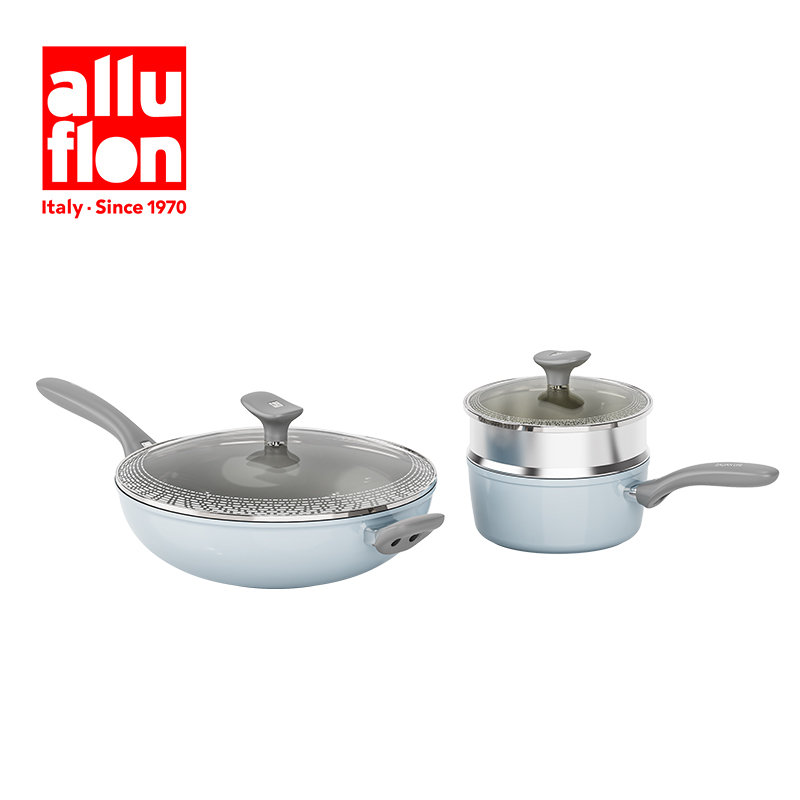 Alluflon阿路弗仑巴洛克璀璨套装锅（炒锅+奶蒸锅）