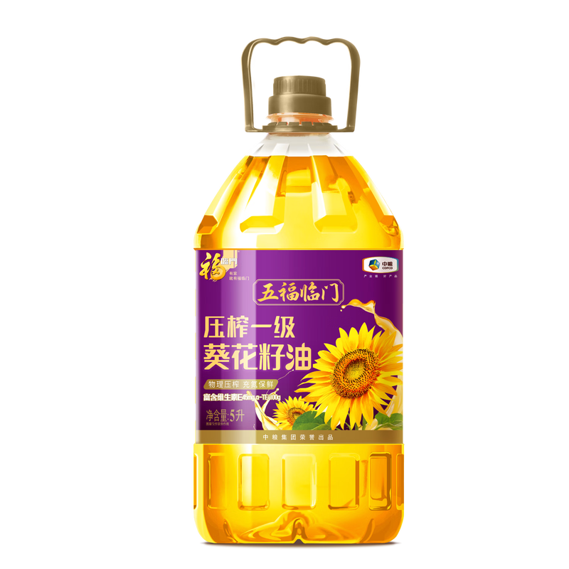 中粮福临门五福临门优选一级葵花籽油5L