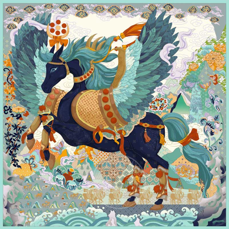 ITARORA联名中国丝绸博物馆权威联名丝路天马真丝大方巾