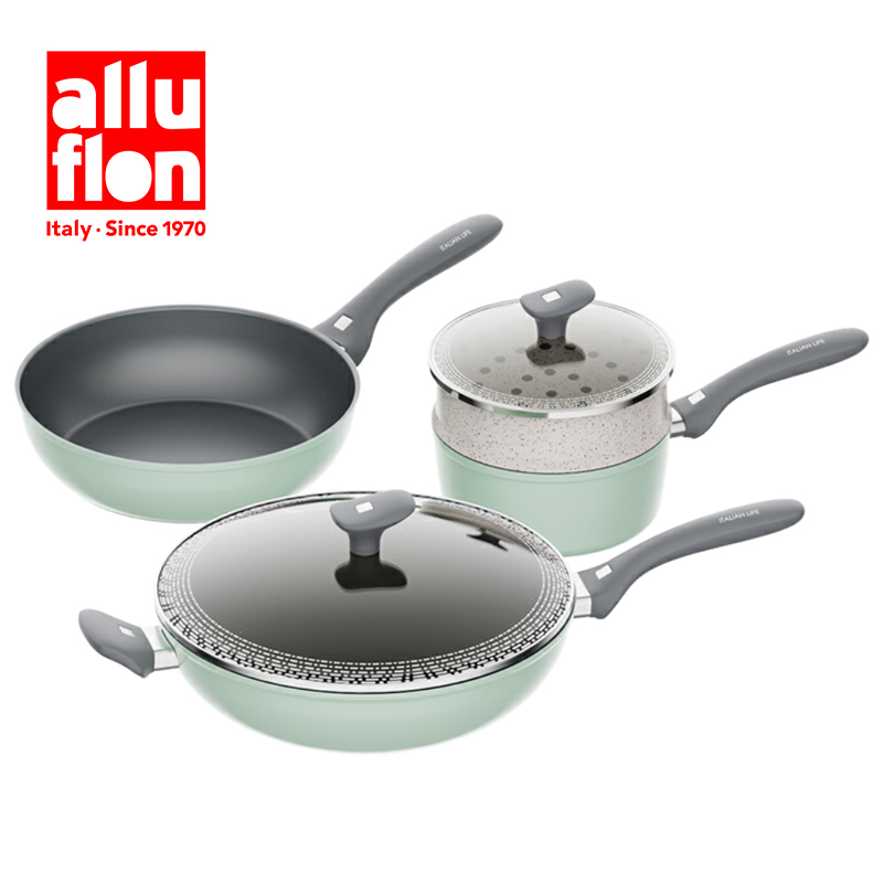Alluflon阿路弗仑巴洛克阳光钛瓷不粘锅套装锅