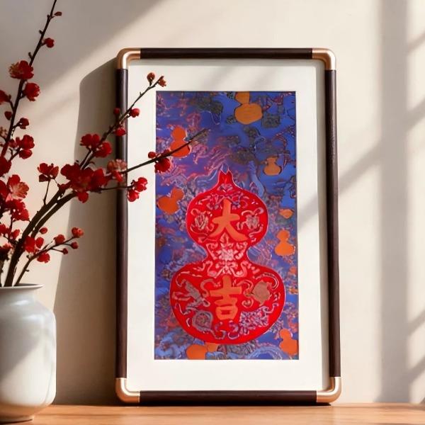 万事利文创新品真丝织锦镜框画织锦摆件