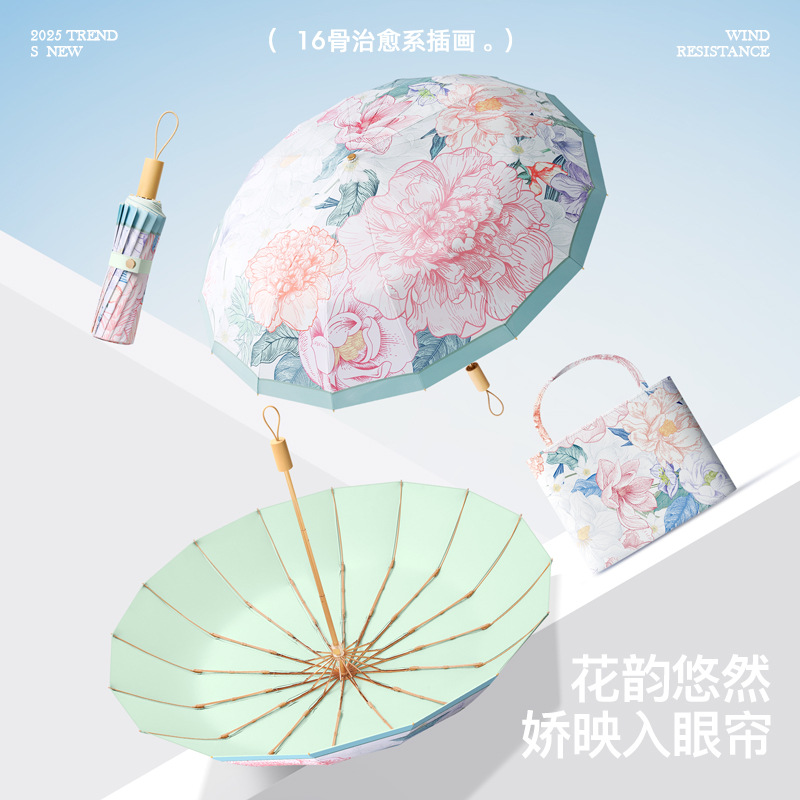 美立方新款彩胶国风晴雨伞X123