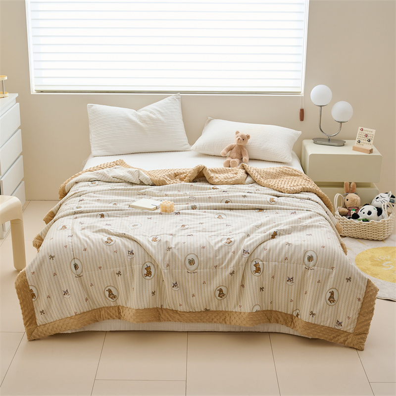 蕊丝坊家纺新款亲肤舒适全棉豆豆夏凉被200*230cm