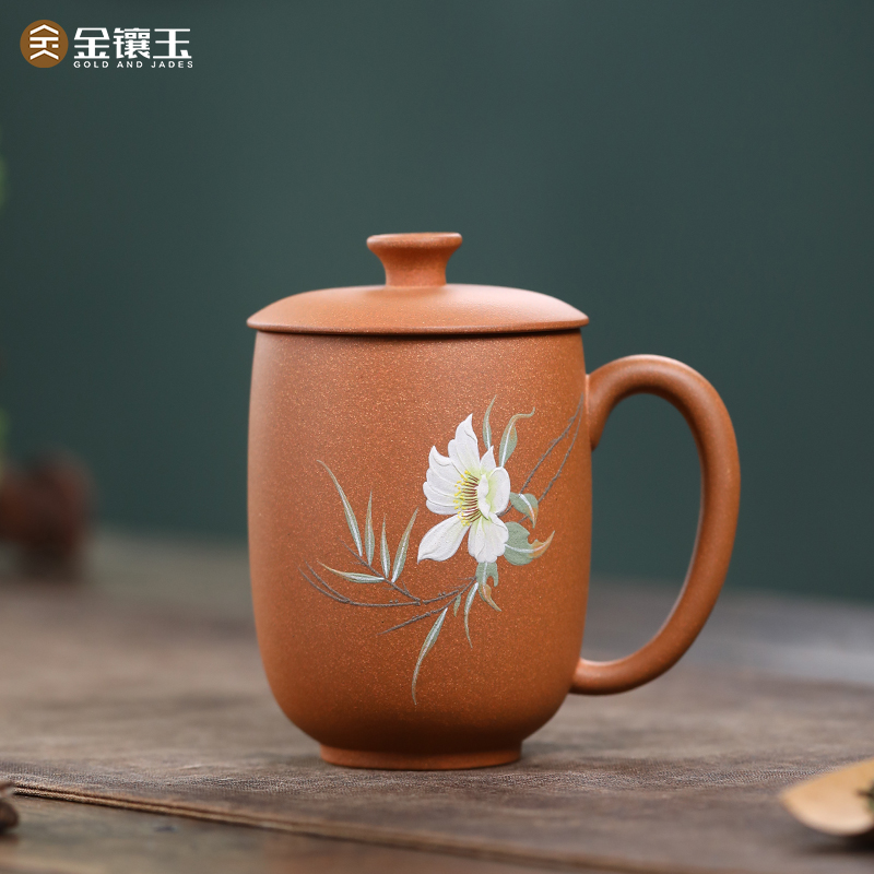 金镶玉手工泥绘晴鸢紫砂杯