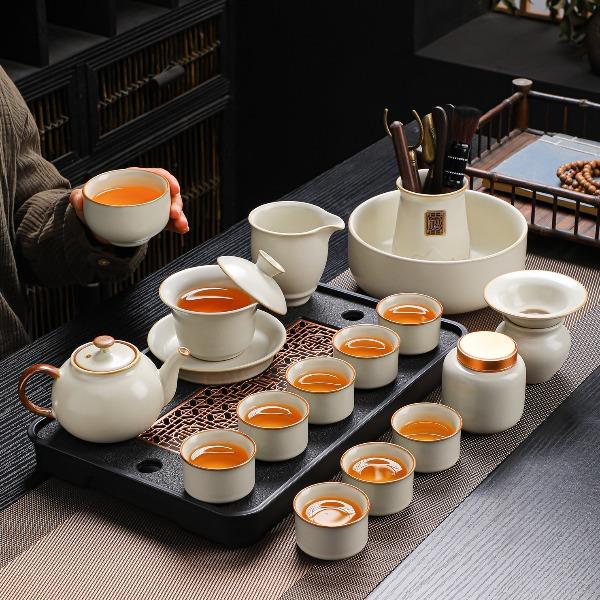 瓷语花香汝窑功夫茶具套装