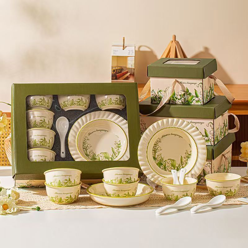 锦知兴-铃兰花语14件套餐具套装