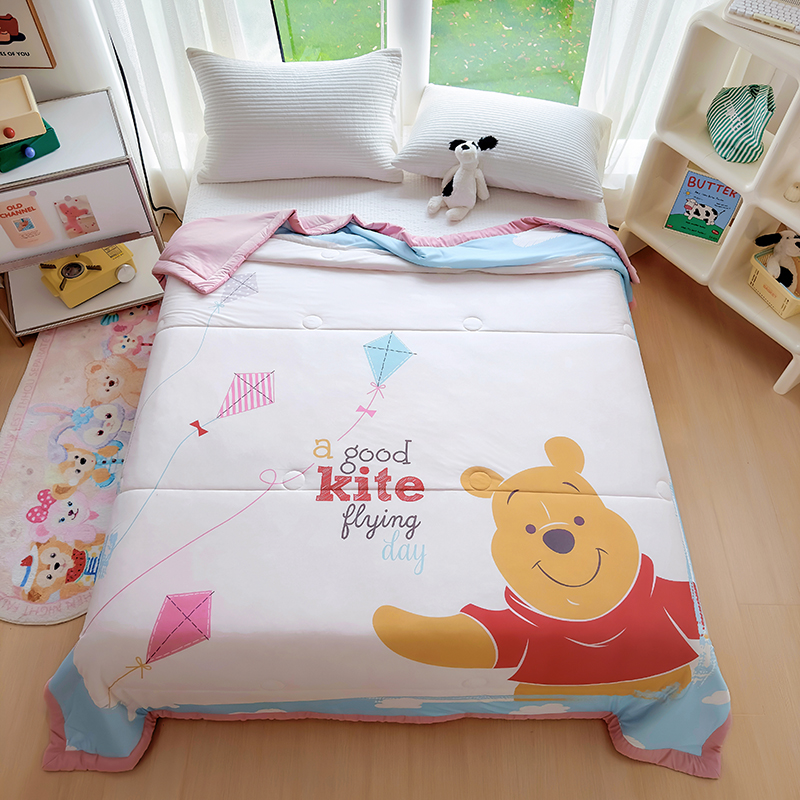 蕊丝坊家纺大版卡通印花凉感丝夏被双人空调被200*230cm