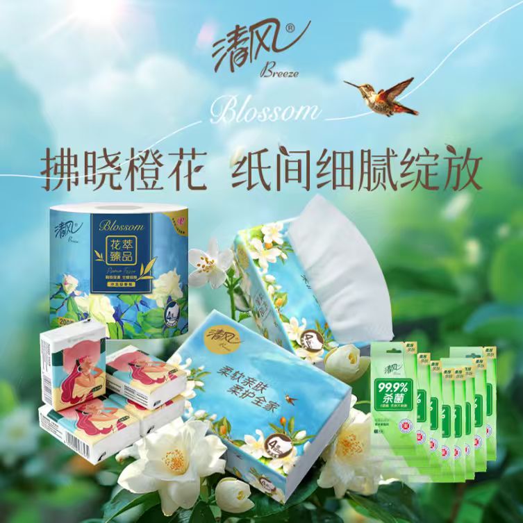 清风旅行（出游）A套（1卷纸+2包抽纸+6包手帕+8片湿巾）