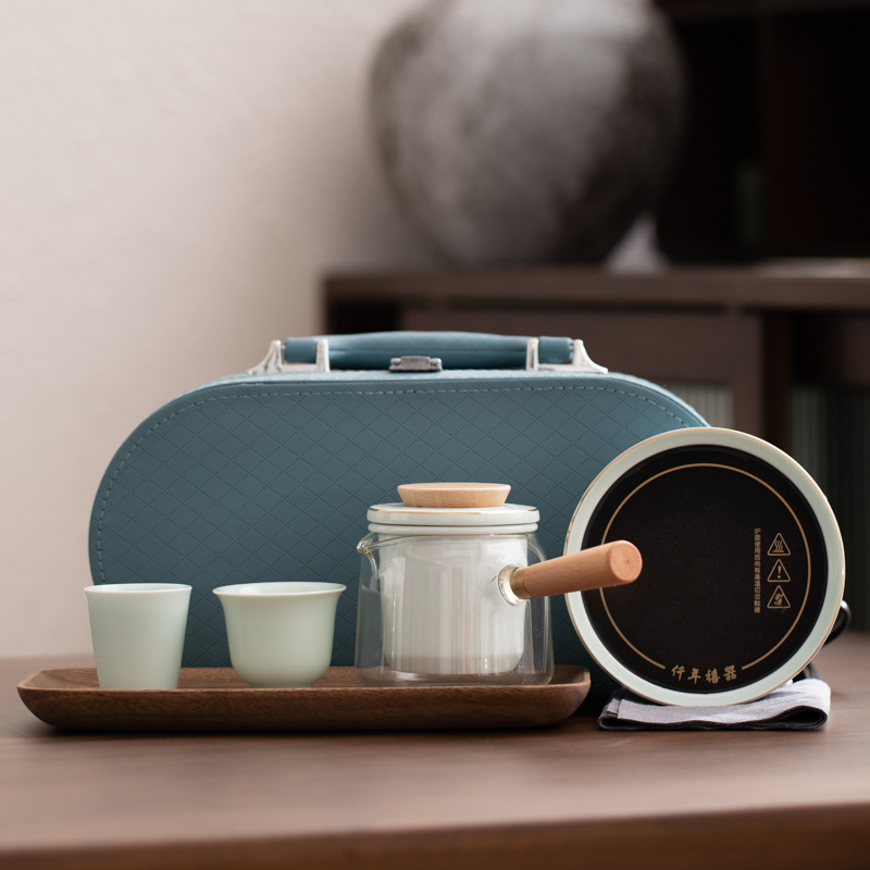 描金青山玉电磁炉煮茶器套装围炉煮茶户外踏青