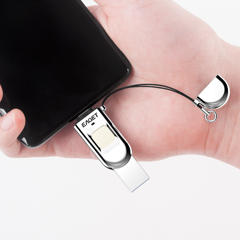 (EAGET)忆捷HF-C01指纹加密手机U盘256G