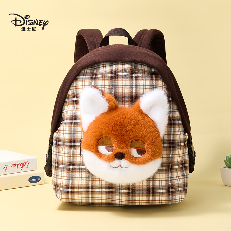 迪士尼疯狂动物城毛绒书包女孩小学生大容量背包B22216