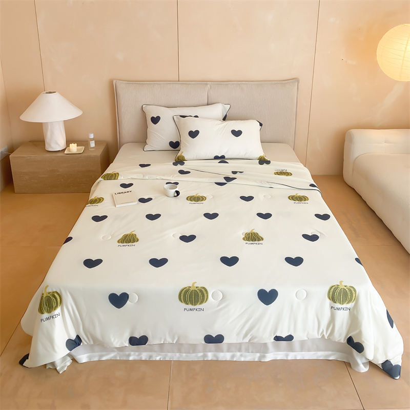 蕊丝坊家纺针织棉凉感氨纶A类印花大豆夏被150*200cm