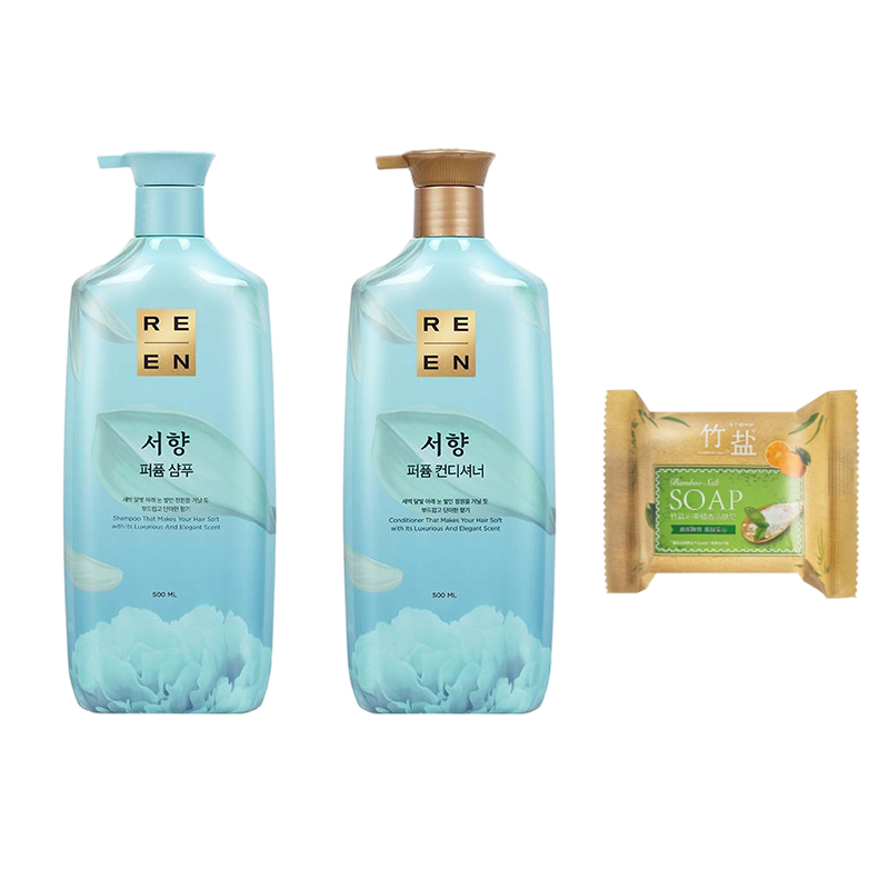 睿嫣瑞香洗发水+护发素-1000ml+橘香洁肤皂110g