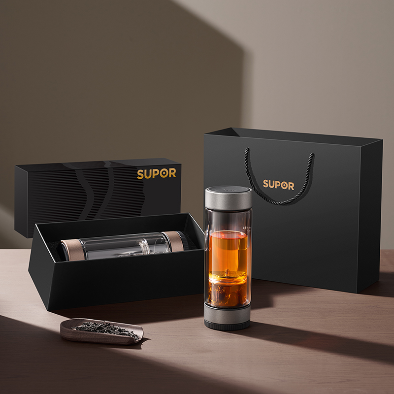 苏泊尔茶水分离双仓玻璃杯