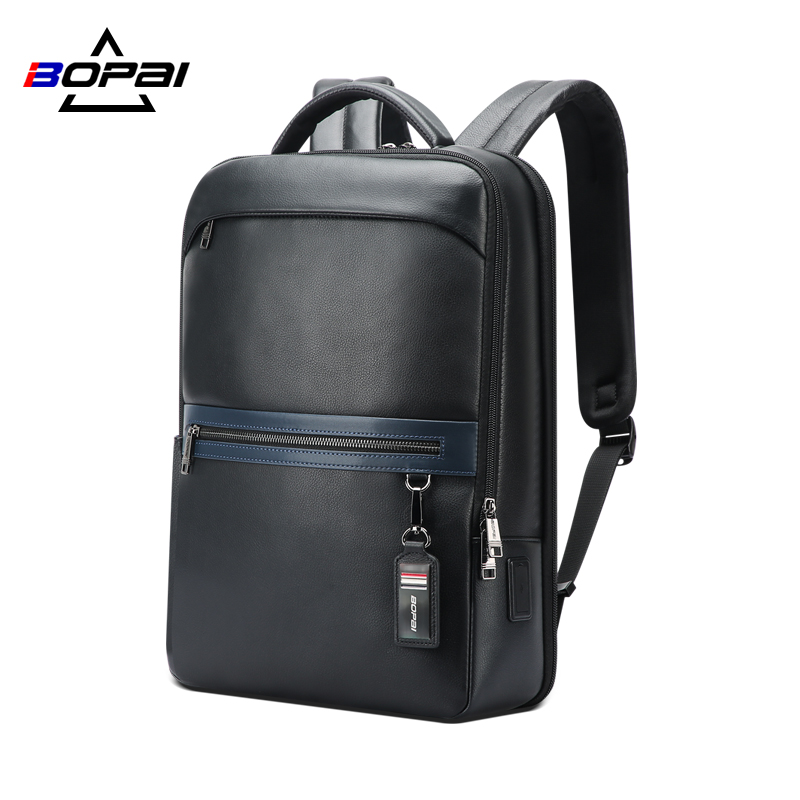 博牌双肩包牛皮商务背包16英寸上班电脑包61-122101