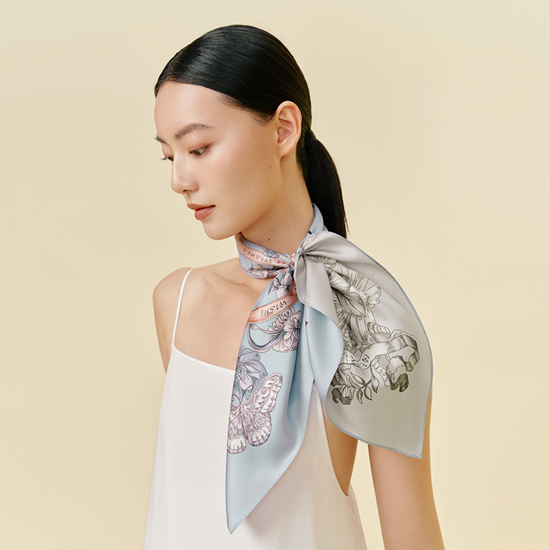 蝶恋花-双面印花中方巾万事利2026春夏专柜新品