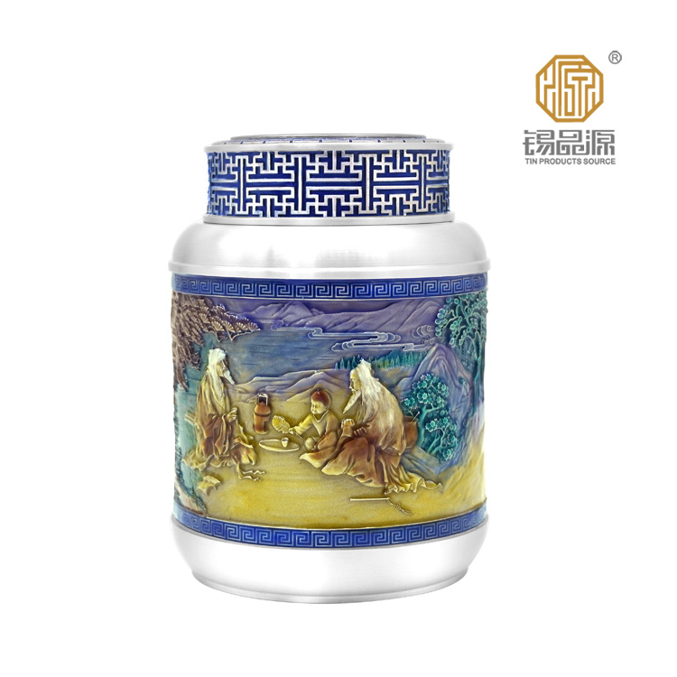 锡品源厚德载物锡罐防潮保鲜礼品新中式纯锡茶叶罐可定制储茶罐