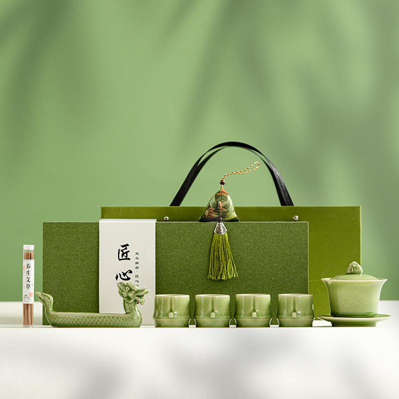 瓷伽什龙腾端午茶具套组A