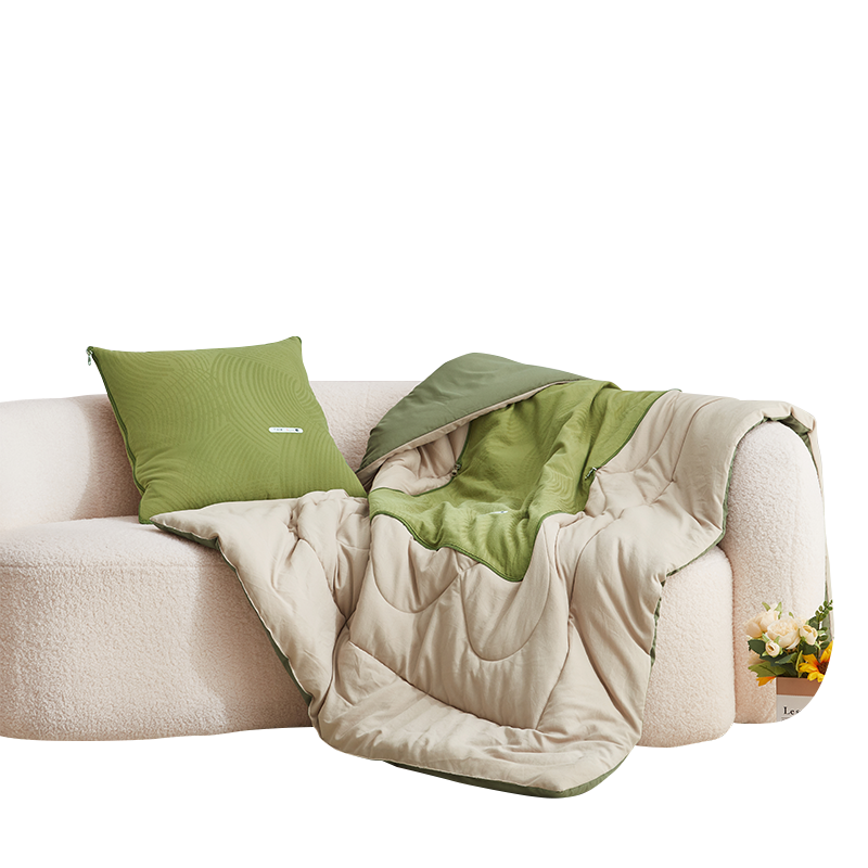 天琴不染砂洗提花抱枕被-只此绿TQ-J69