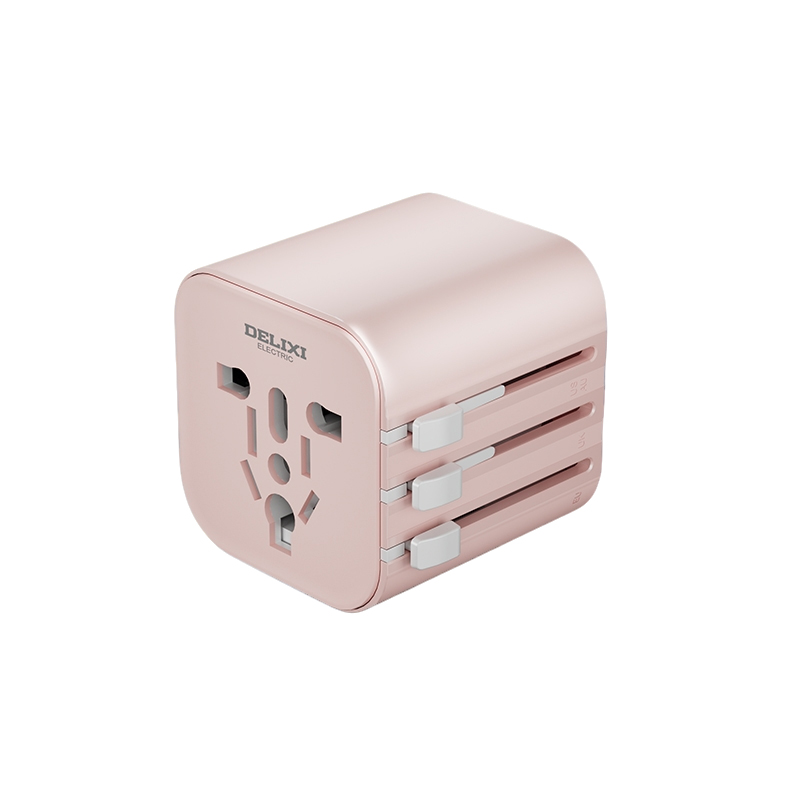 德力西电气全球通旅行插座基础款粉色