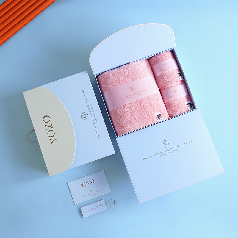 优竹世家纯棉毛巾浴巾三件套商务积分会员礼节日福利-棉花糖-5