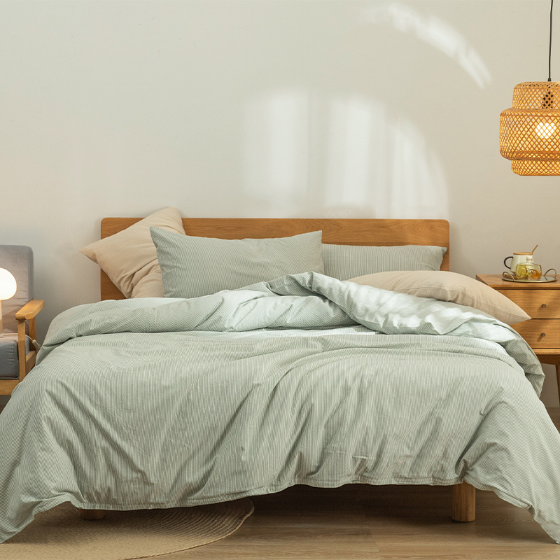 生活元素绿密条色织全棉水洗四件套SZ-231C