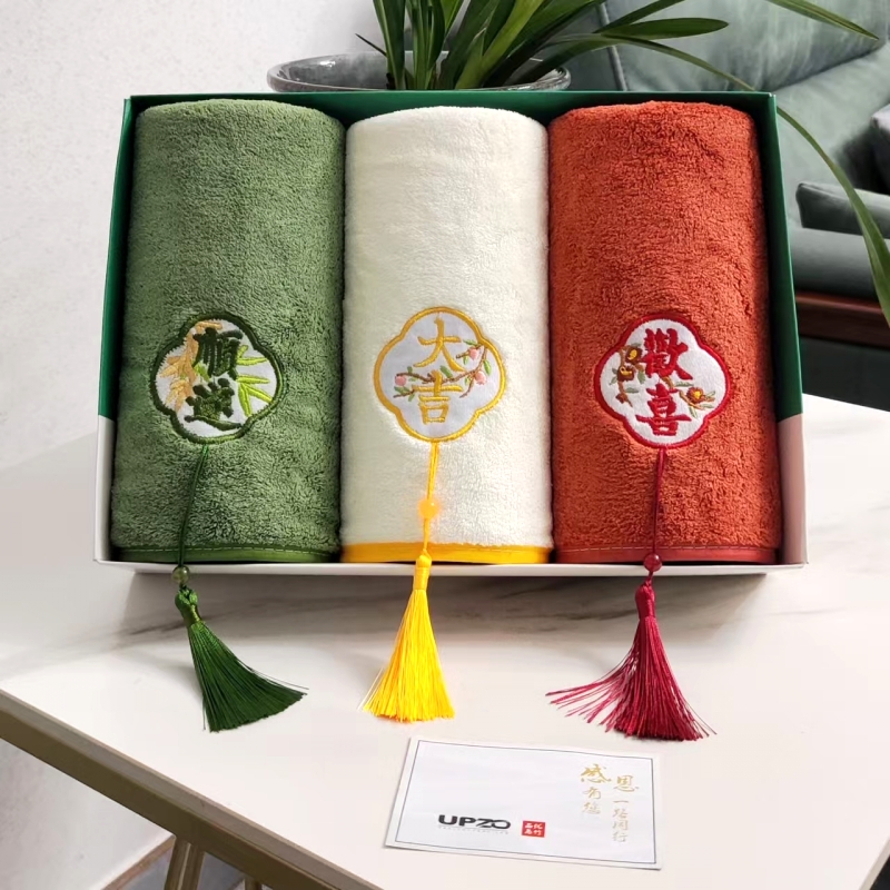 微米国风毛巾三条装WMGF-03